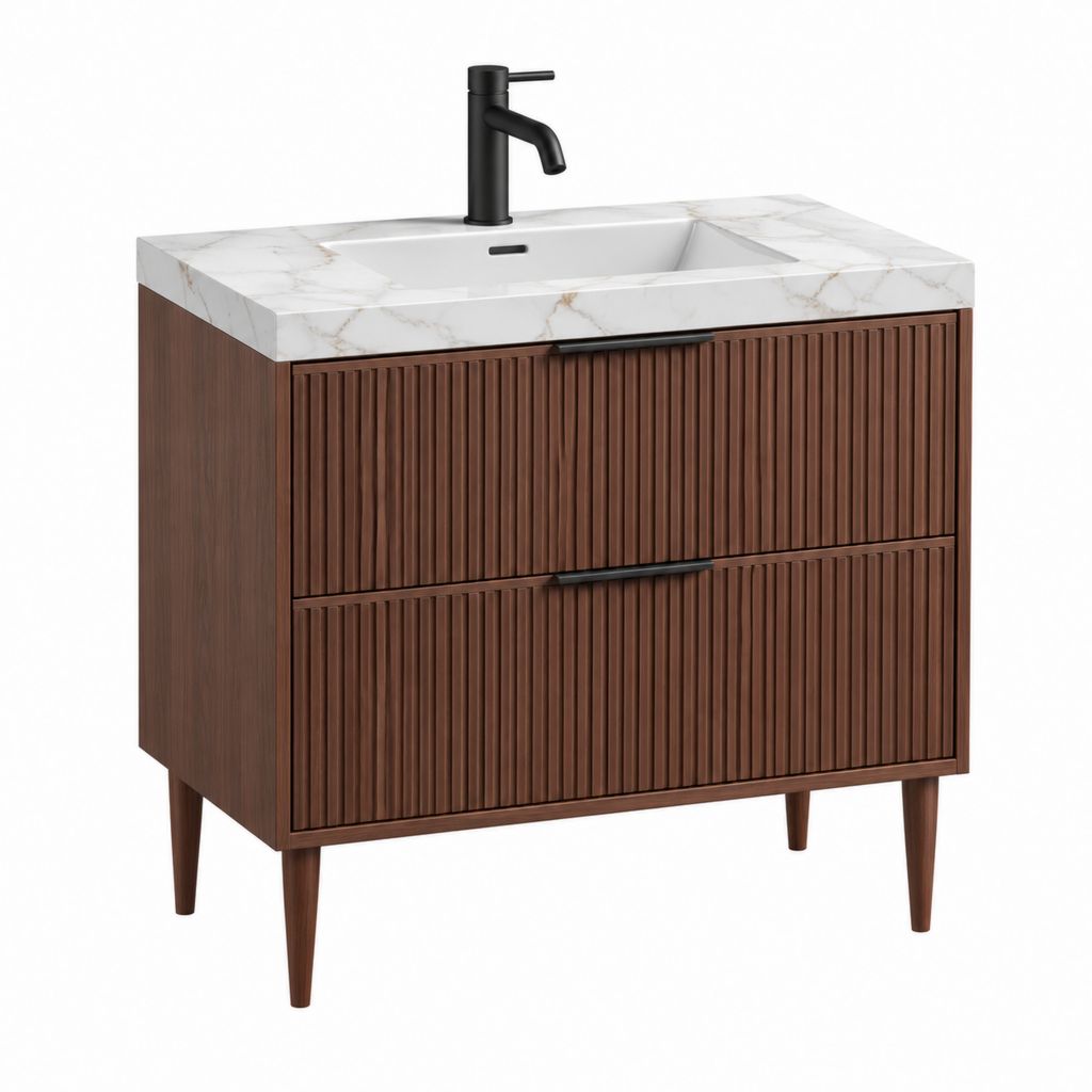 Waschtischunterschrank mit Waschbecken Walnussbraun MDF rechteckig 80 x 46 x 85 cm