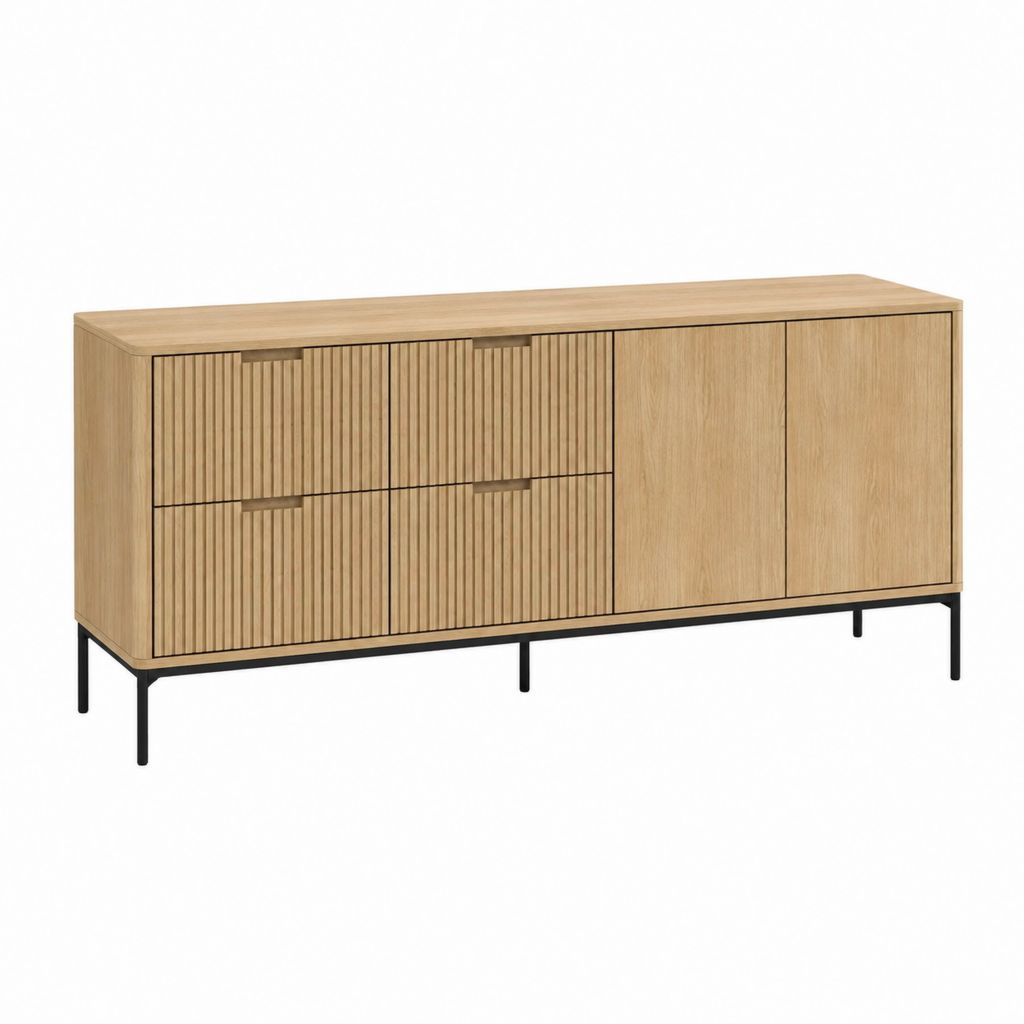 Sideboard Eichenoptik mit 4 Schubladen und 2 Türen 160 x 40 x 80 cm