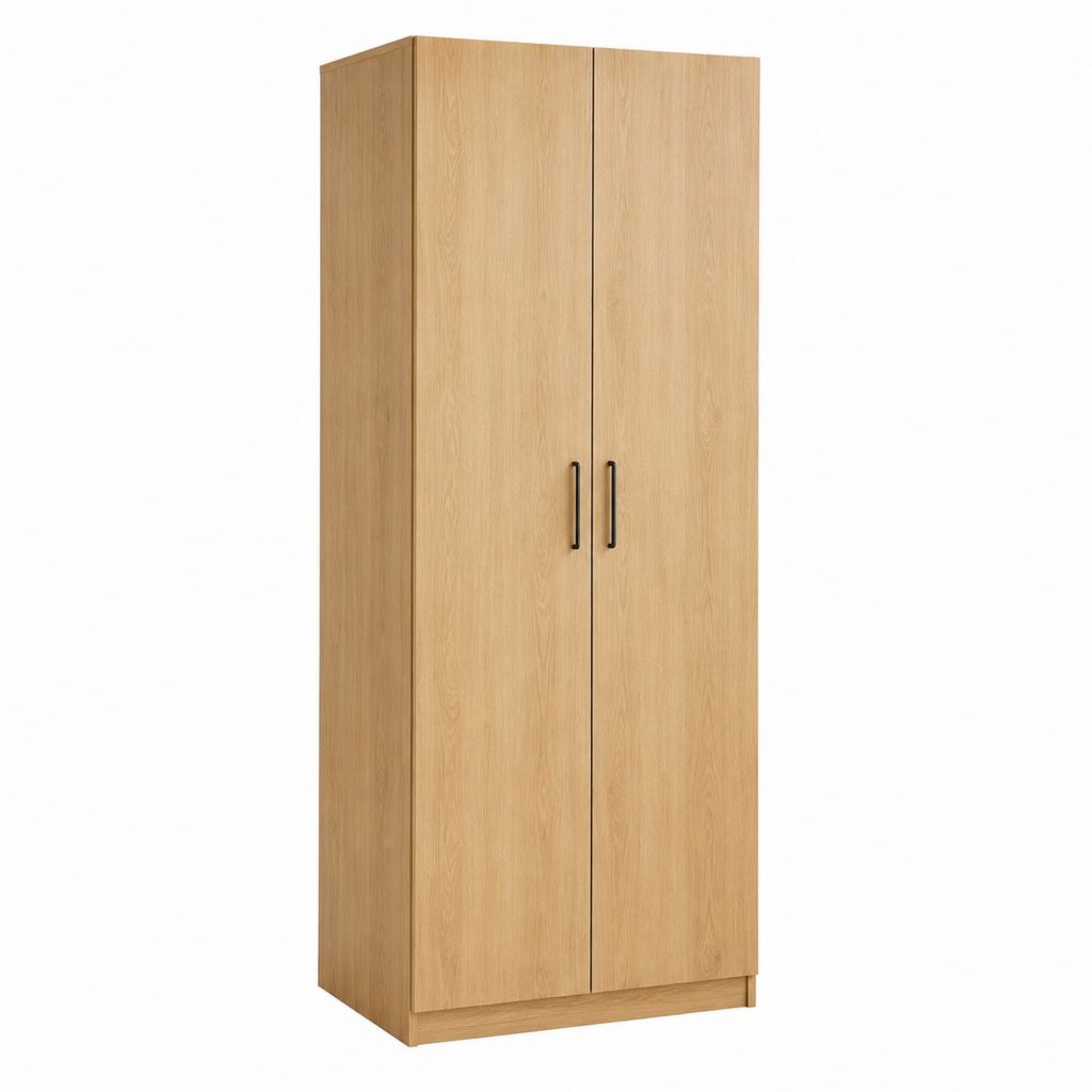 Kleiderschrank 2 Türen Eichenoptik Spanplatte rechteckig 80 x 52 x 190 cm