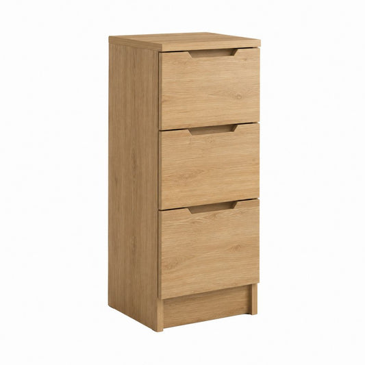 Schubladenschrank Sideboard Eiche Dekor rechteckig mit 3 Schubladen 40 x 35 x 100 cm