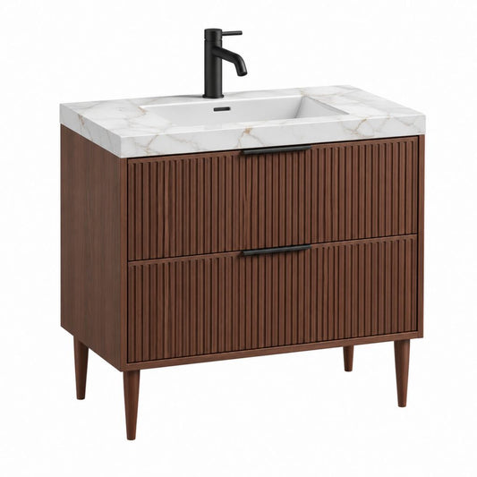 Waschtischunterschrank mit Waschbecken Walnussbraun MDF rechteckig 80 x 46 x 85 cm