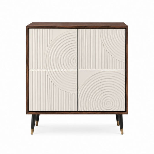 Rechteckiges Sideboard mit 4 Türen Nussbaum Weiß MDF 100 x 40 x 120 cm