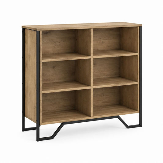Offenes Sideboard Regal in Eiche-Optik aus Spanplatte und Stahl 80 x 90 x 30 cm