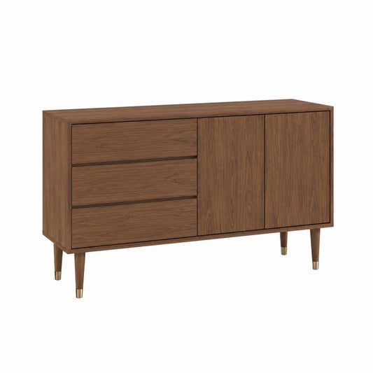 Sideboard Nussbaum braun aus MDF mit Nussbaumfurnier rechteckig 160 x 45 x 85 cm mit 3 Schubladen und 2 Türen