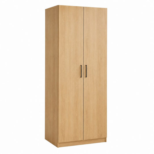 Kleiderschrank 2 Türen Eichenoptik Spanplatte rechteckig 80 x 52 x 190 cm